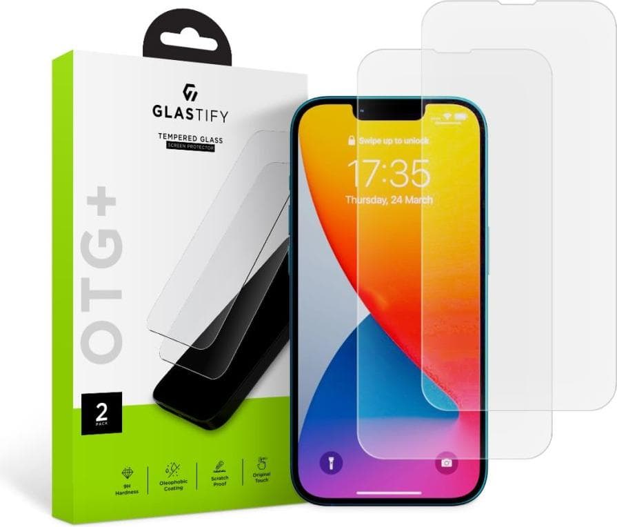 Протектор от закалено стъкло /Tempered Glass/ Glastify OTG Plus 2.5D Tempered Glass, 2 броя, за Apple iPhone 14 Plus, iPhone 13 Pro Max