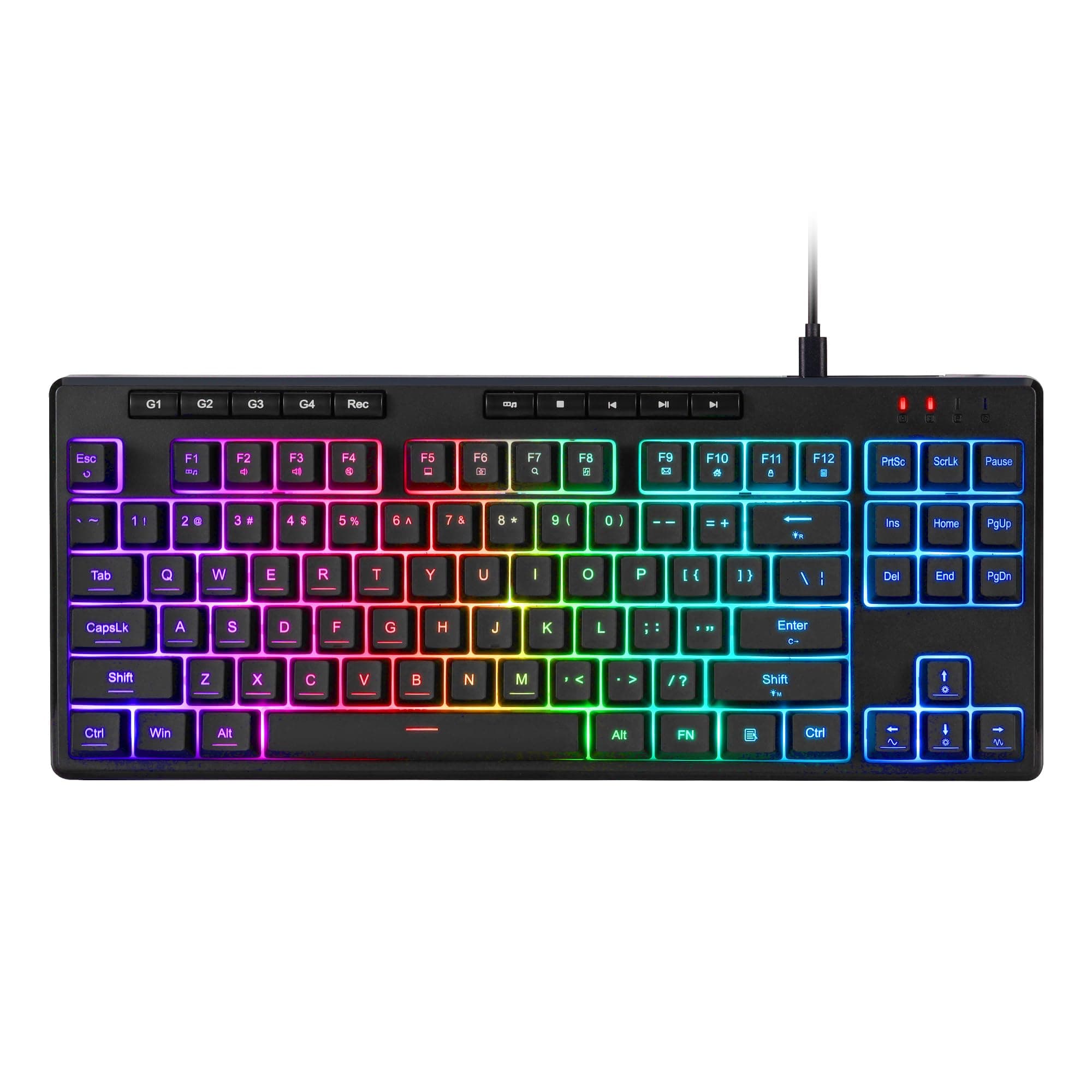 Клавиатура Redragon Shiva TKL, гейминг, RGB подсветка, 5 мултимедийни клавиша, черна, USB