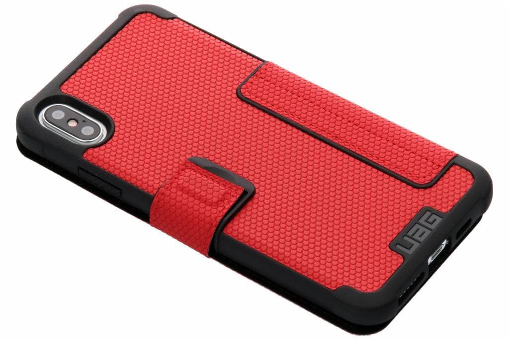 Удароустойчив хибриден кейс тип портфейл за iPhone XS Max - Urban Armor Gear Metropolis (червен)