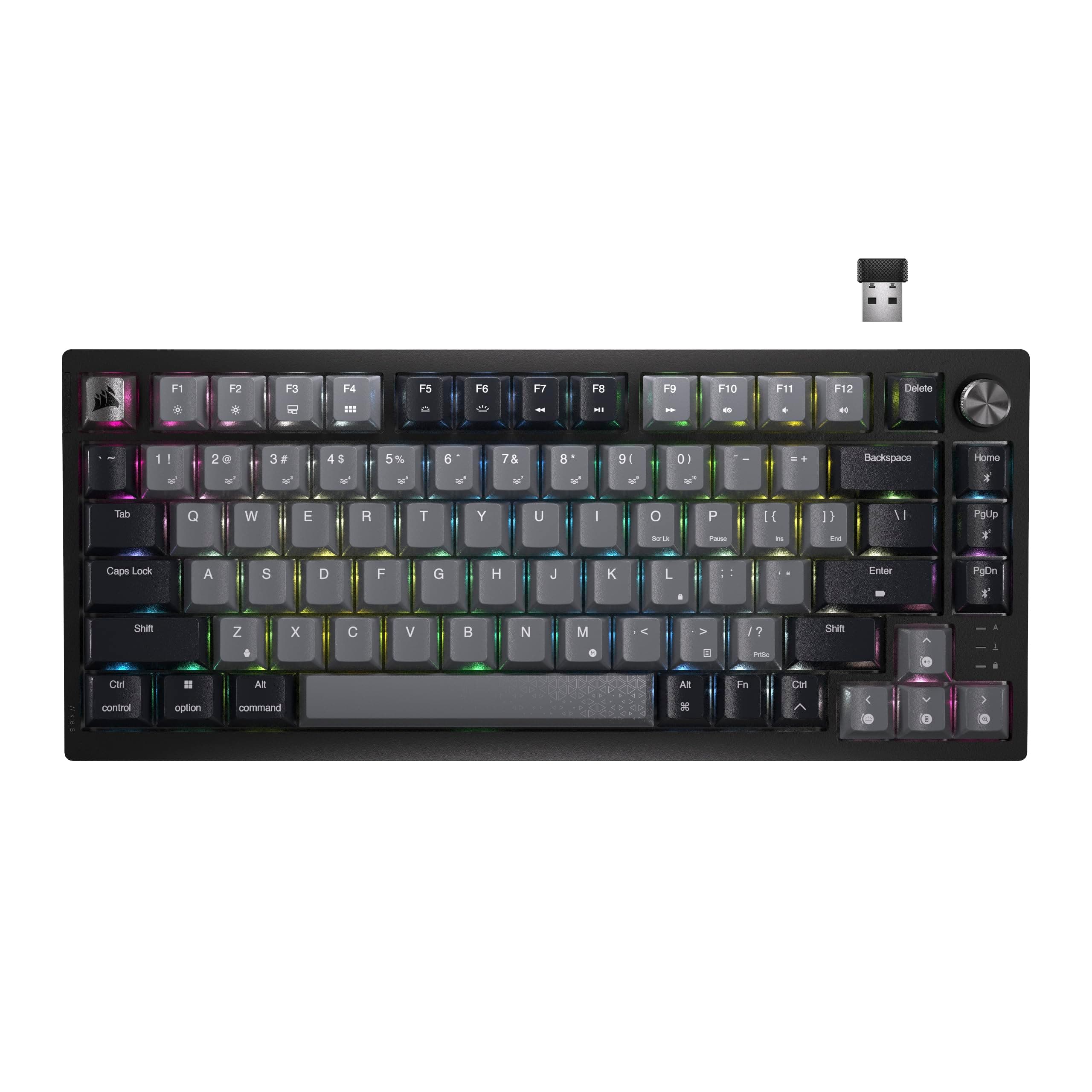 Клавиатура Corsair K65 Plus Wireless, безжична, механична, гейминг, сива, USB