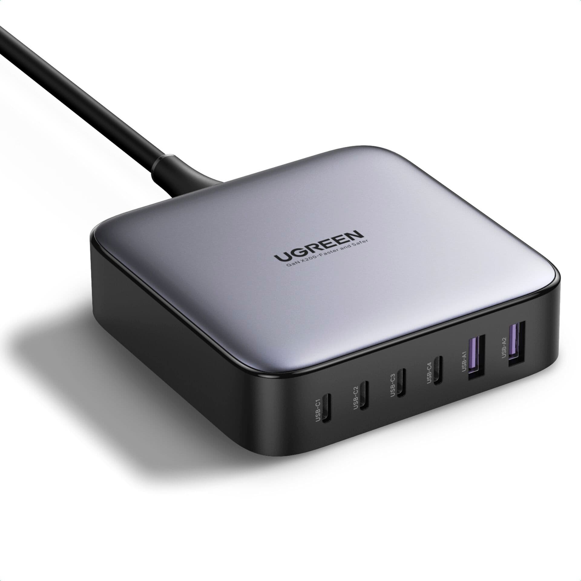 Зарядно устройство Ugreen CD271, от контакт към 4x USB-C(ж), 2x USB-A(ж), 21V/3A, черно, 100W