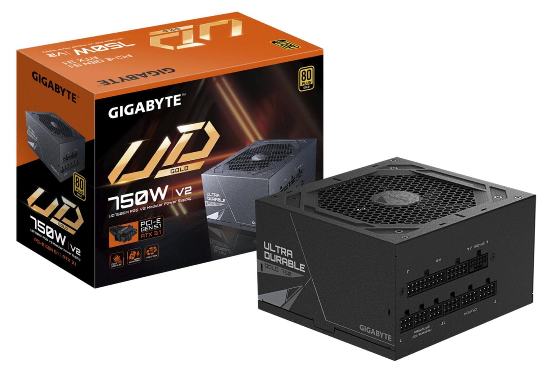 Захранващ блок Gigabyte UD750GM PG5 V2, 750W, 80+ GOLD, PCIe 5.1
