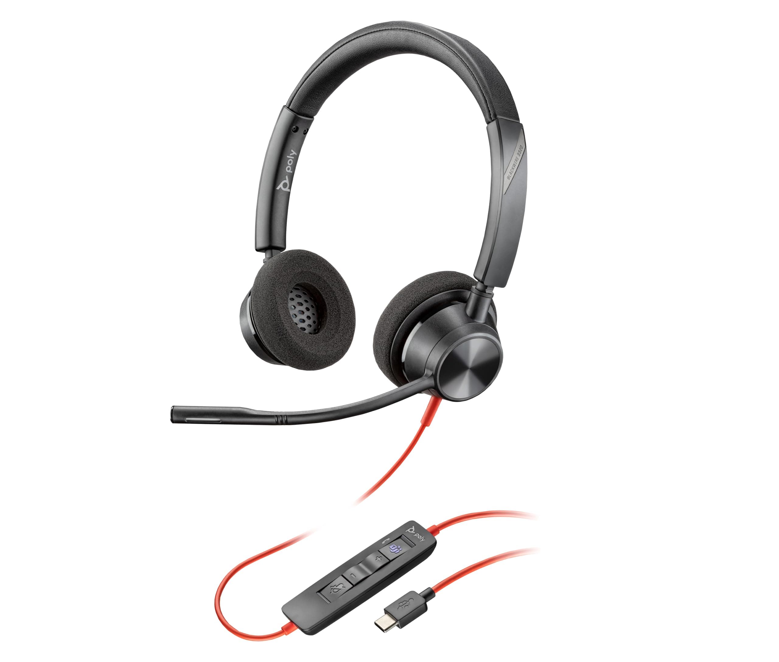 Слушалки Plantronics Blackwire 3320 USB-A (213934-01), USB Type A, шумопотискащ микрофон, гъвкаво рамо, черни