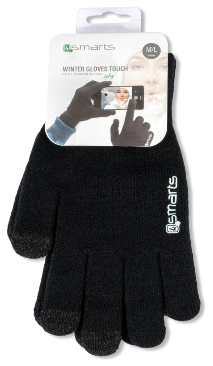 Зимни ръкавици за тъч екрани M/L размер - 4smarts Winter Gloves Touch Unisex Size M/L (черен)