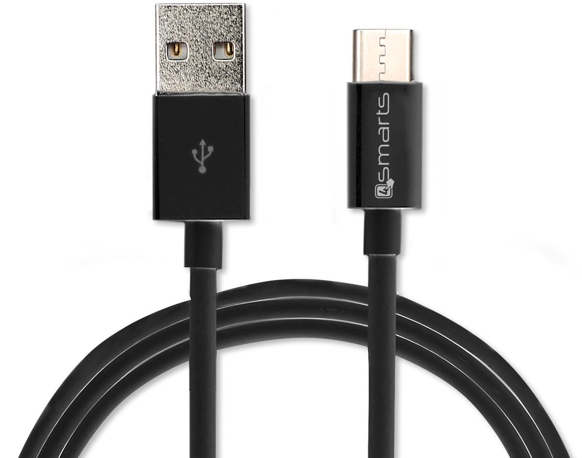 USB-C кабел за мобилни устройства (100 см) - 4smarts Basic LinkCord USB-C Data Cable (черен)