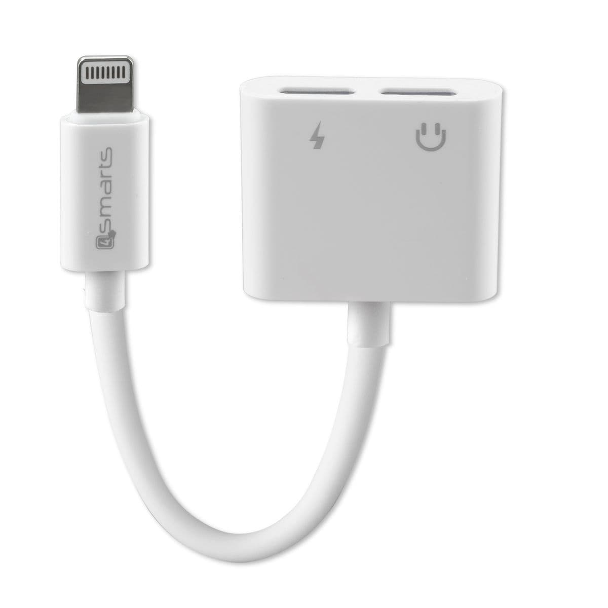 4smarts Audio and Charging Splitter Lightning to 2x Lightning - Lightning адаптер към 2x Lightning изхода (6.5см) (бял)