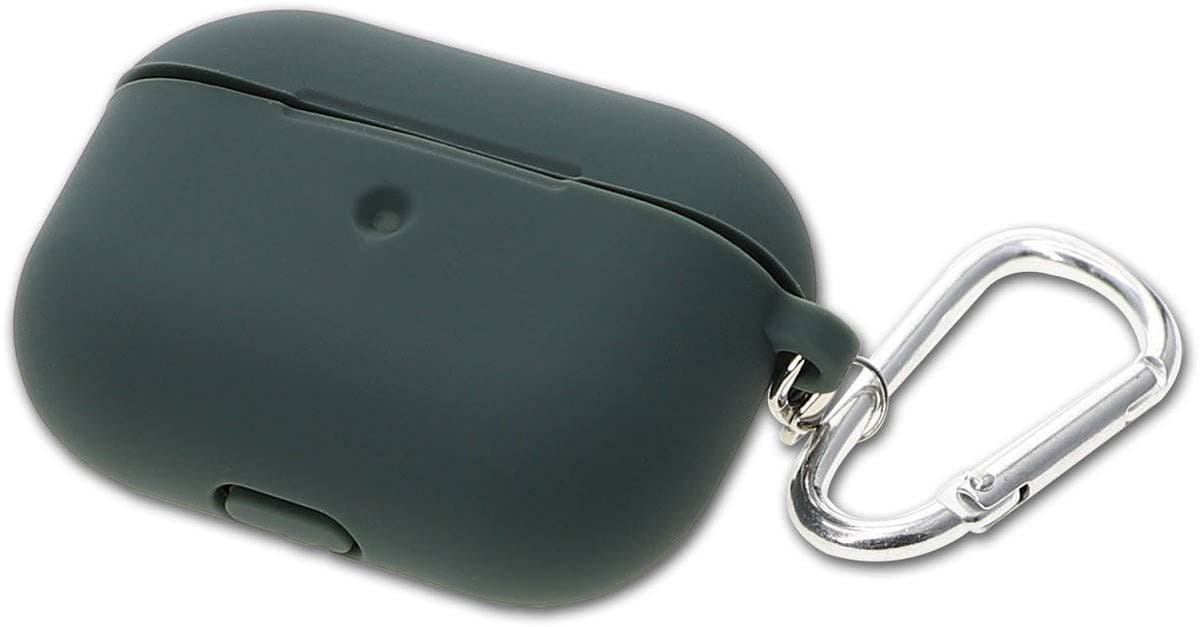 Силиконов калъф с карабинер за Apple Airpods Pro - 4smarts Silicone Case with Carabiner for Apple AirPods Pro (тъмнозелен)