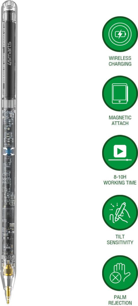 Професионална писалка за iPad - 4smarts Active Pencil Pro Lucid Stylus (прозрачен)