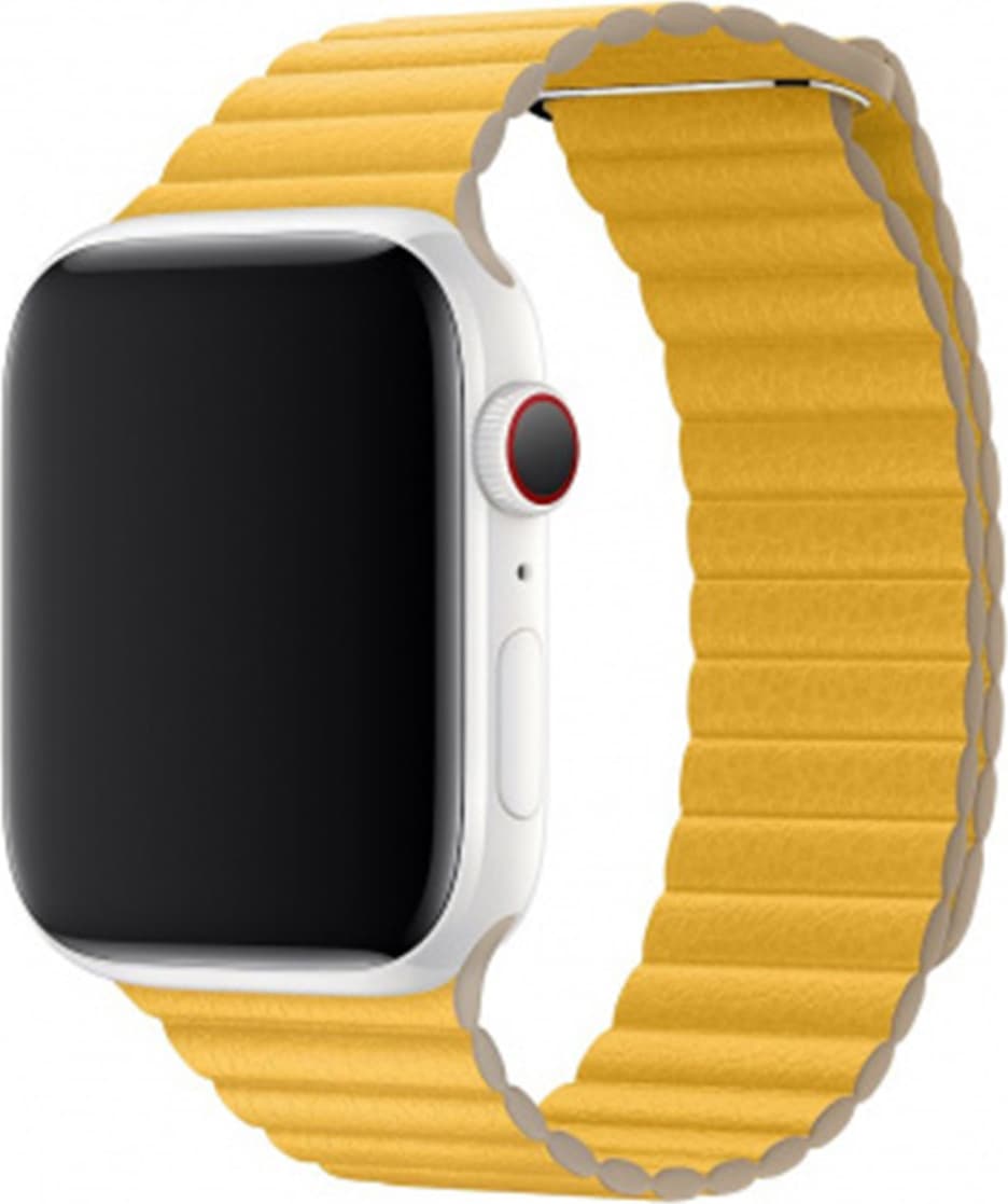 Оригинална кожена каишка за Apple Watch 42мм, 44мм, 45мм, 46мм, Ultra 49мм - Apple Meyer Lemon Leather Loop Medium (жълт)