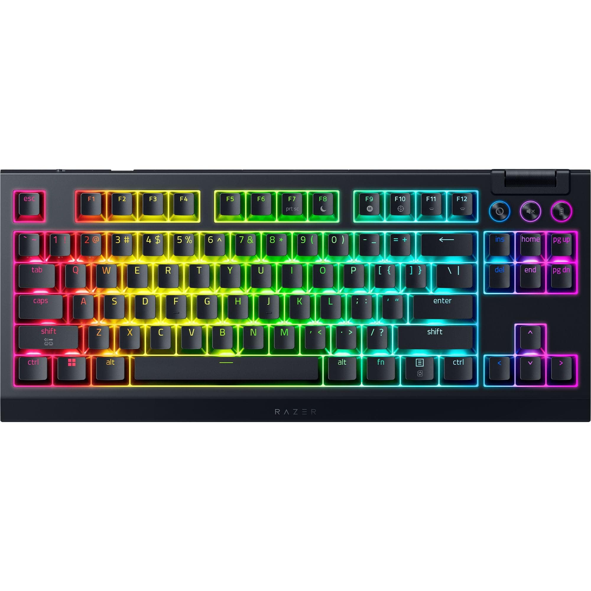 Клавиатура Razer BlackWidow V4 Tenkeyless HyperSpeed, безжична, механична, Razer Orange Gen-3 суичове, гейминг, RGB подсветка, N-Key Rollover, черна, USB, Bluetooth