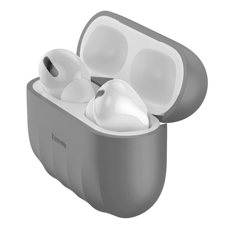 Силиконов калъф за Apple Airpods Pro - Baseus Shell Pattern Silica Gel Case (сив)