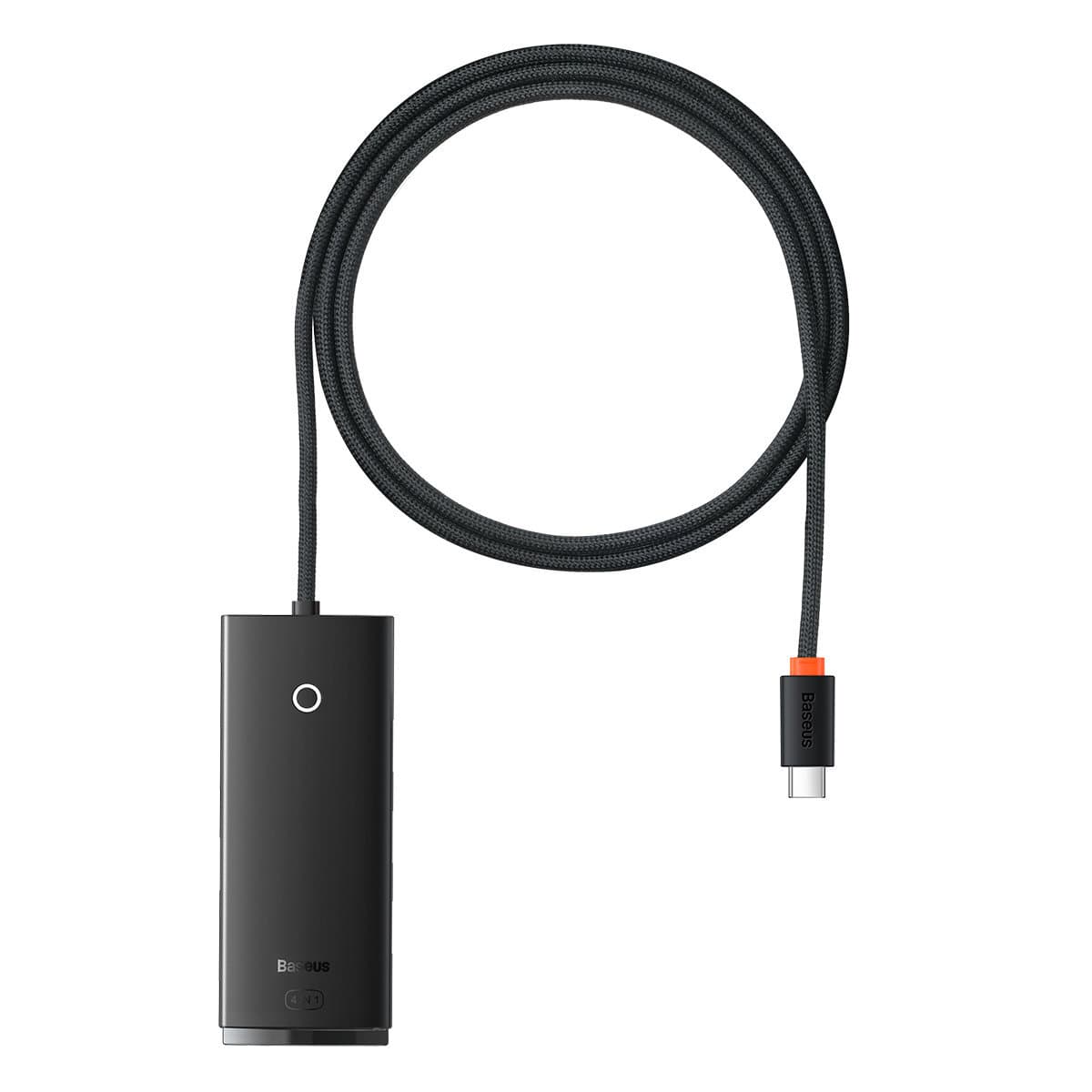 4-портов USB-A хъб и USB-C вход за компютри и лаптопи с USB-C (1 м) (черен) - Baseus USB-C Lite Series 5-Port Hub (WKQX030401)