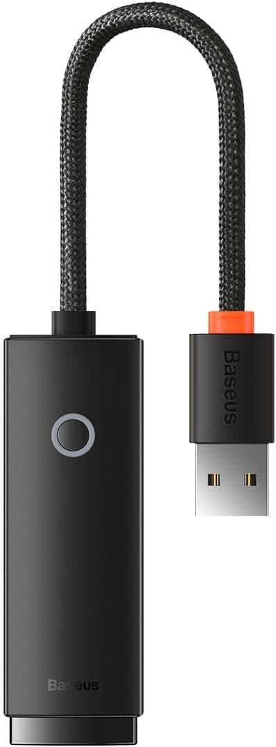 Адаптер USB-A към Ethernet за компютри с USB-A порт - Baseus Lite Series USB-A to RJ45 Ethernet Adapter 100Mbps (WKQX000001) (черен)