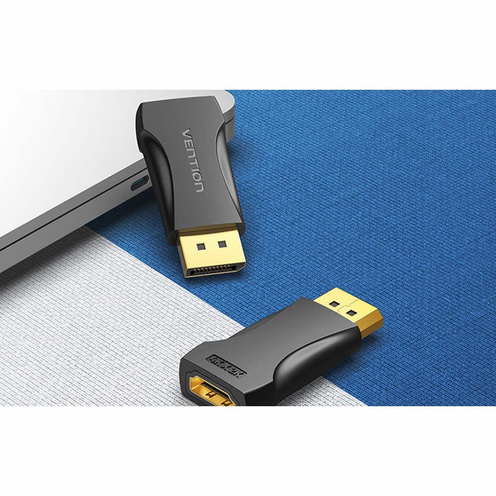 Преходник Vention HBPB0, от DisplayPort(м) към HDMI(ж), черен, 3840x2160@30Hz, позлатени конектори