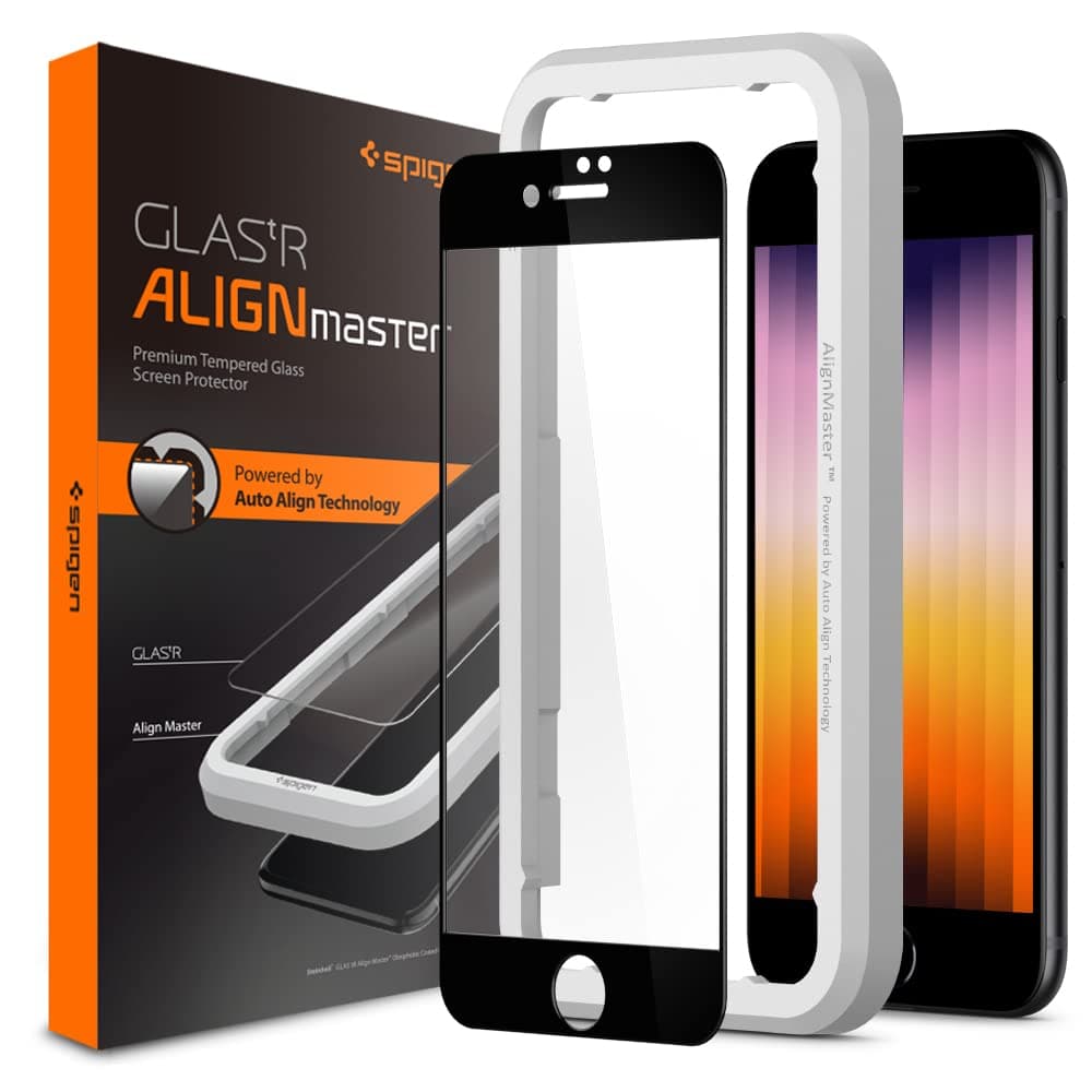 Протектор от закалено стъкло /Tempered Glass/ Spigen AGL01294 за Apple iPhone SE (2022)/SE (2020)/8/7, 9H твърдост