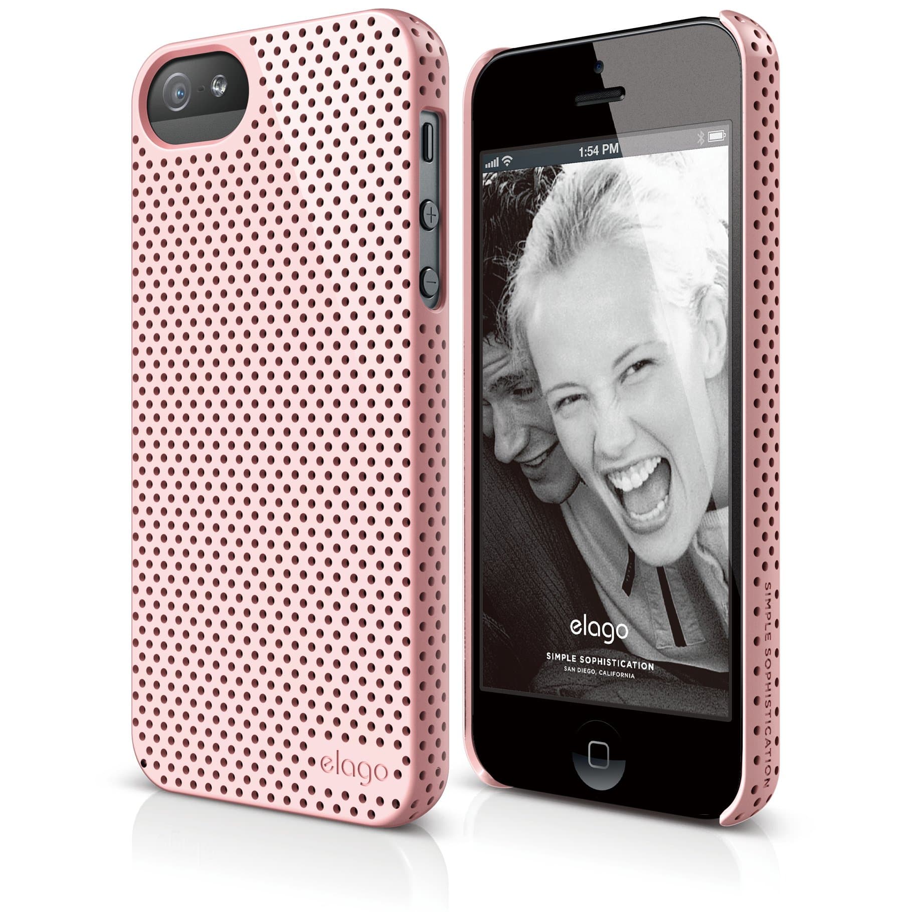 Кейс (светлорозов) и HD покритие за iPhone 5, iPhone 5S, iPhone SE - Elago S5 Breathe + HD Clear film