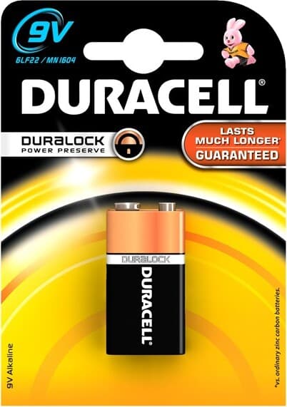 DURACELL 9V алкални, батерии