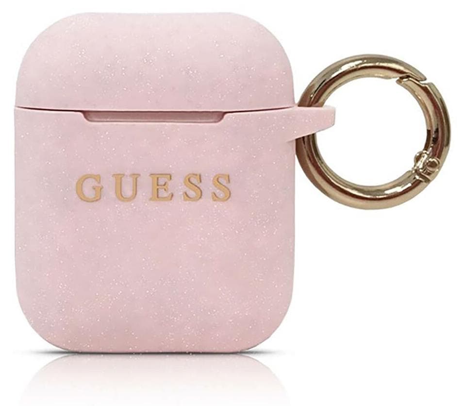 Силиконов калъф с карабинер за Apple Airpods - Guess Airpods Silicone Case (светлорозов)