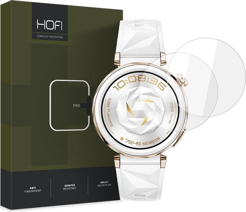 2 броя калени стъклени защитни покрития за дисплея Huawei Watch GT 5 Pro 42мм - Hofi Glass Pro Plus Screen Protector 2 Pack (прозрачен)