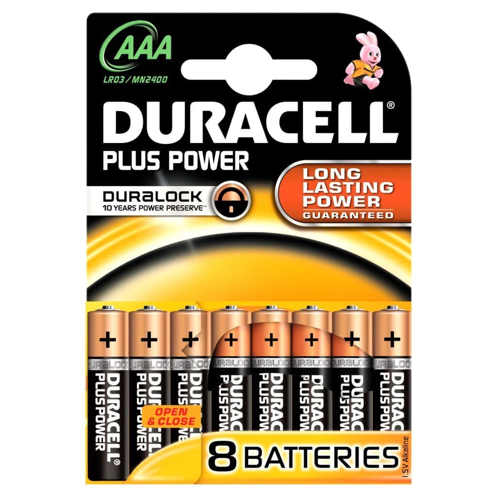 DURACELL AAA алкални, батерии, 8 бр.
