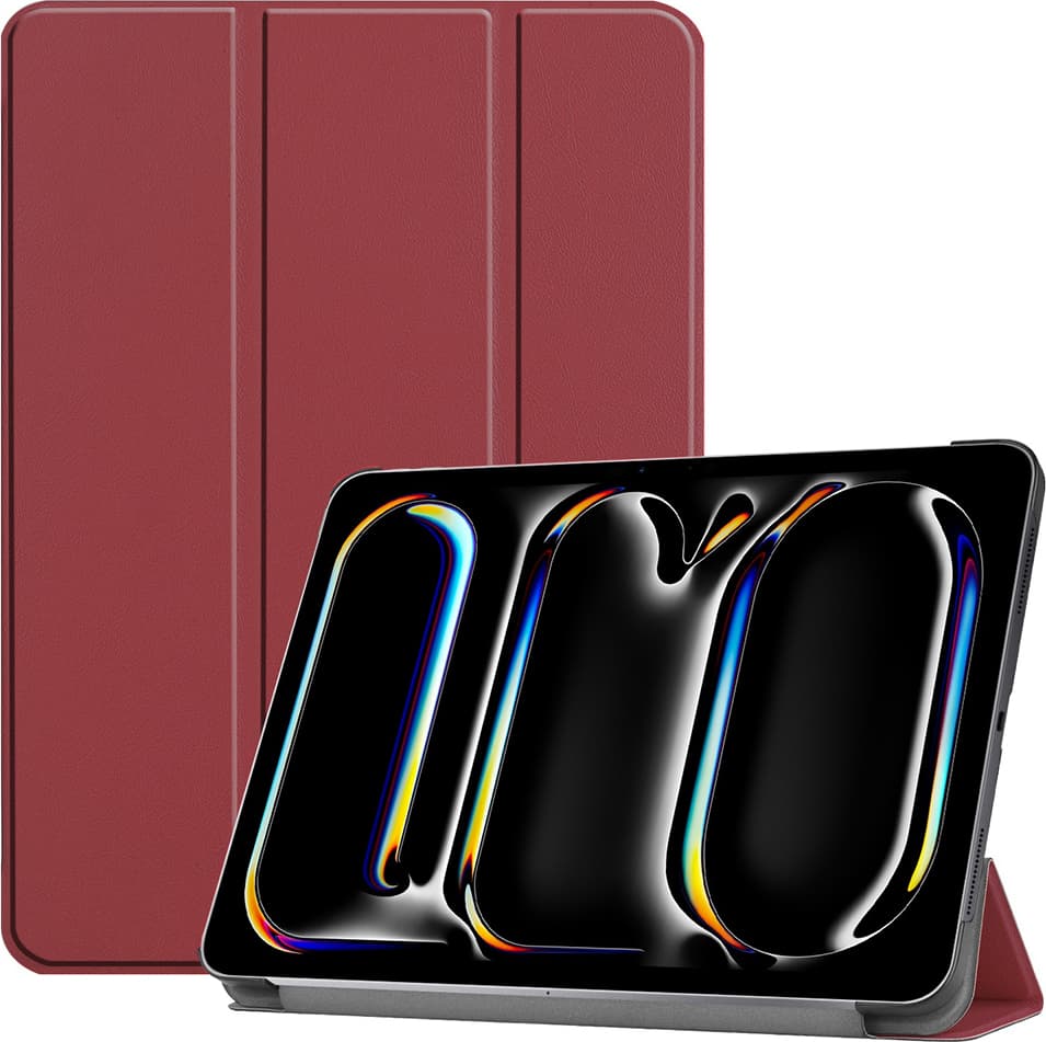Кожен кейс и поставка за iPad Pro 13 (2024) - Techsuit FoldPro Leather Case (червен)