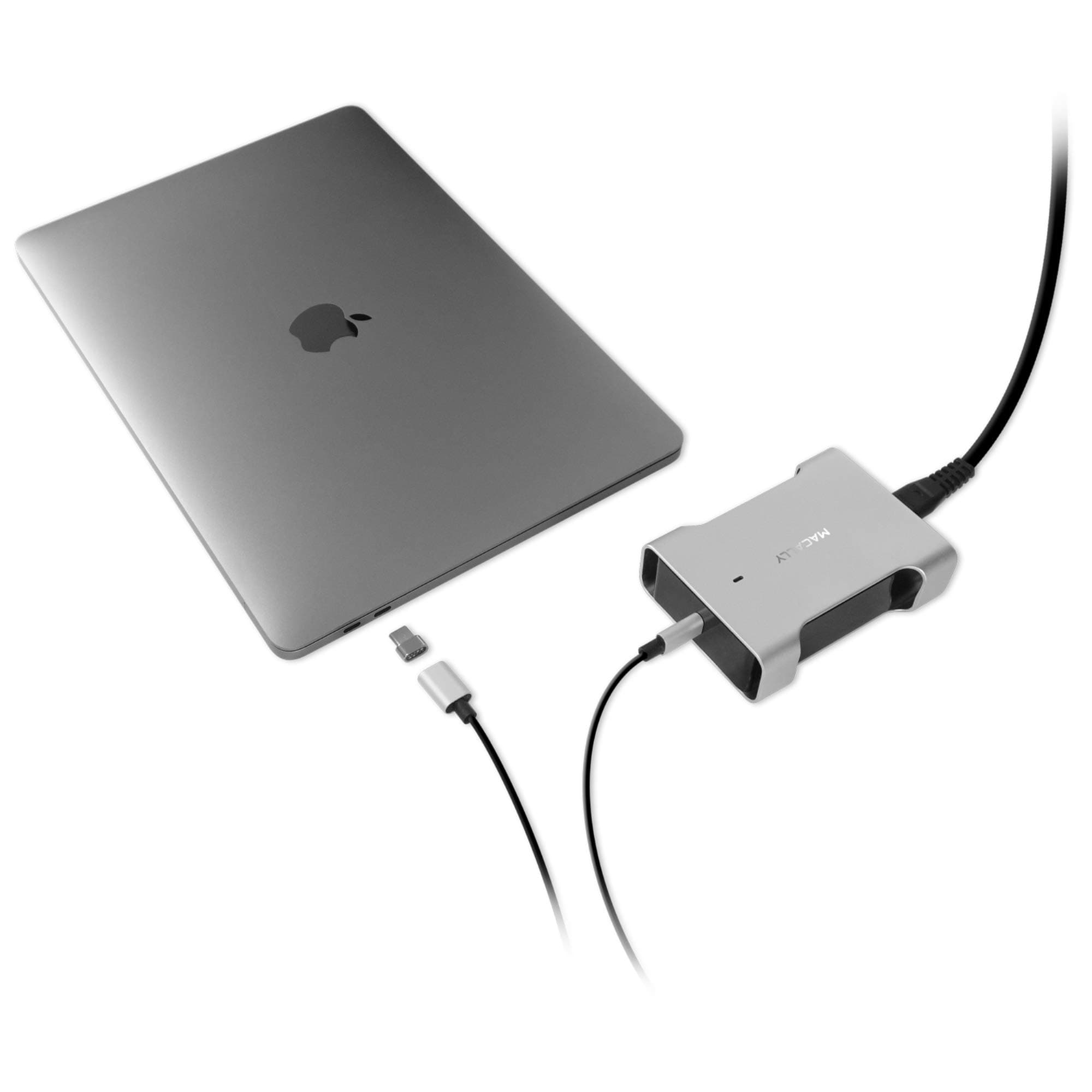 Захранване с отделен магнитен USB-C кабел за MacBook и компютри с USB-C вход - Macally 61W Pro Charger with magnetic USB-C Cable