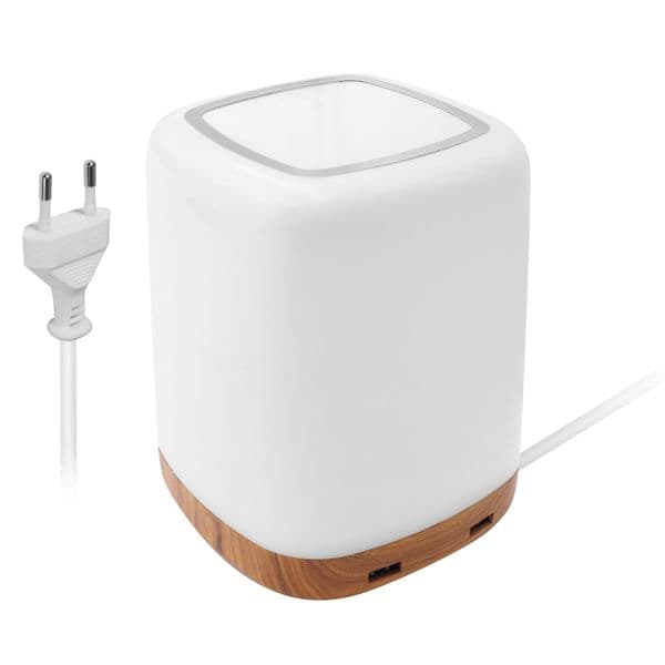 Настолна LED лампа с 4 х USB-A изхода за зареждане на мобилни устройства - Macally Nightstand LED Light