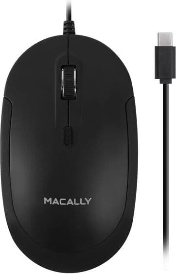Macally USB-C Optical Quiet Click Mouse - USB-C оптична мишка за PC и Mac (черен)