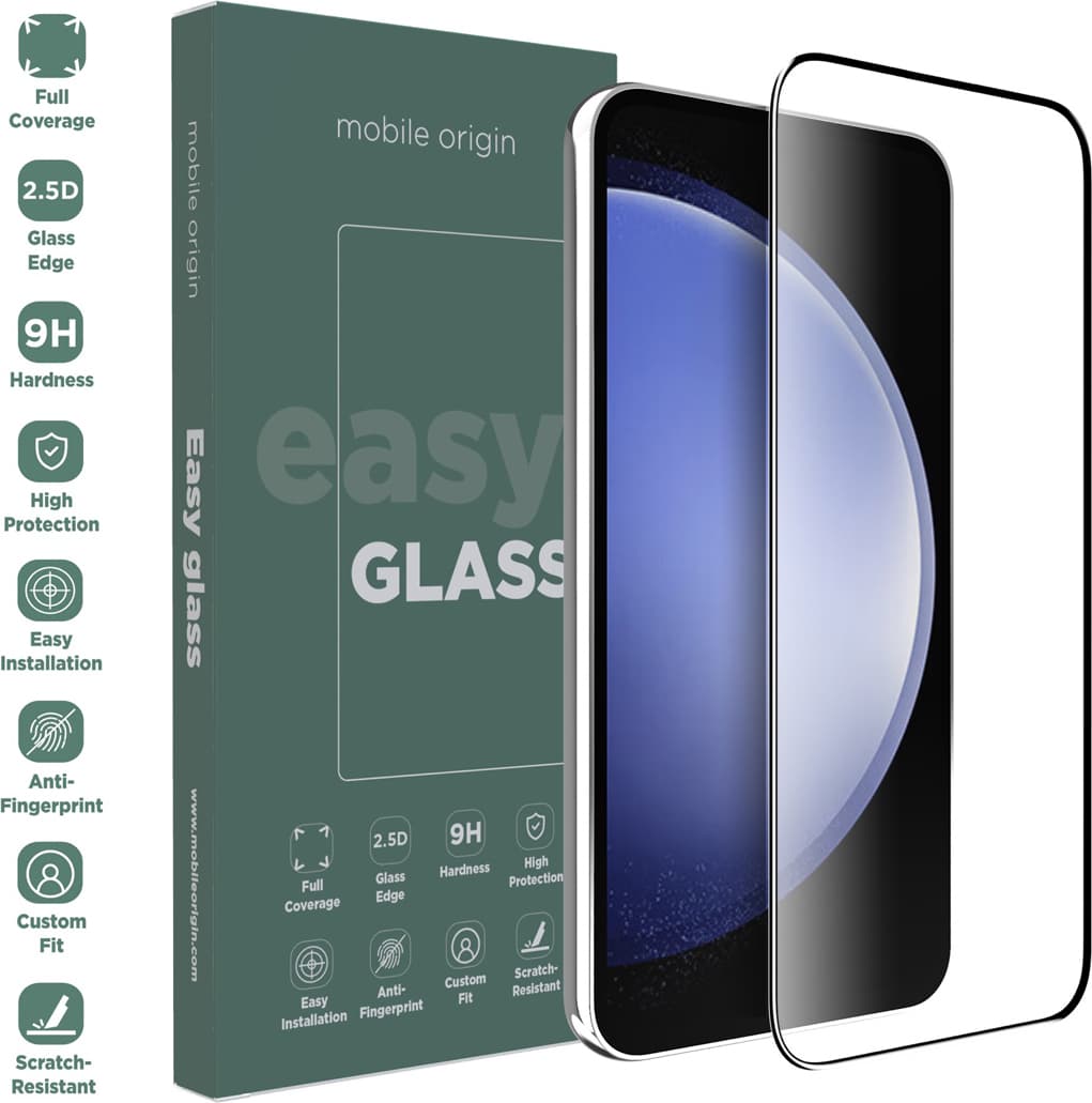 Стъклено защитно покритие за дисплея на Samsung Galaxy S24 FE - Mobile Origin EasyGlass Full Cover Tempered Glass (черен-прозрачен)