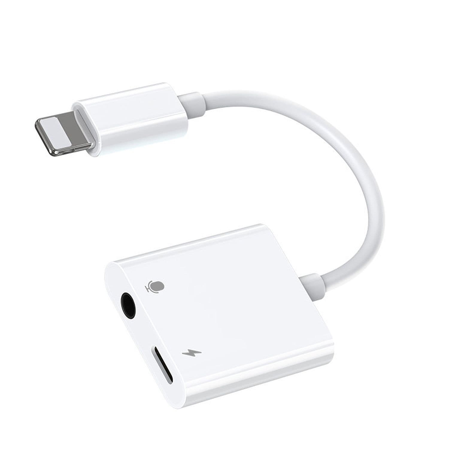 Joyroom Audio Converter Lightning to Lightning and 3.5mm Aux - Lightning адаптер към 3.5 аудио изход и Lightning изход (6.5см) (бял)