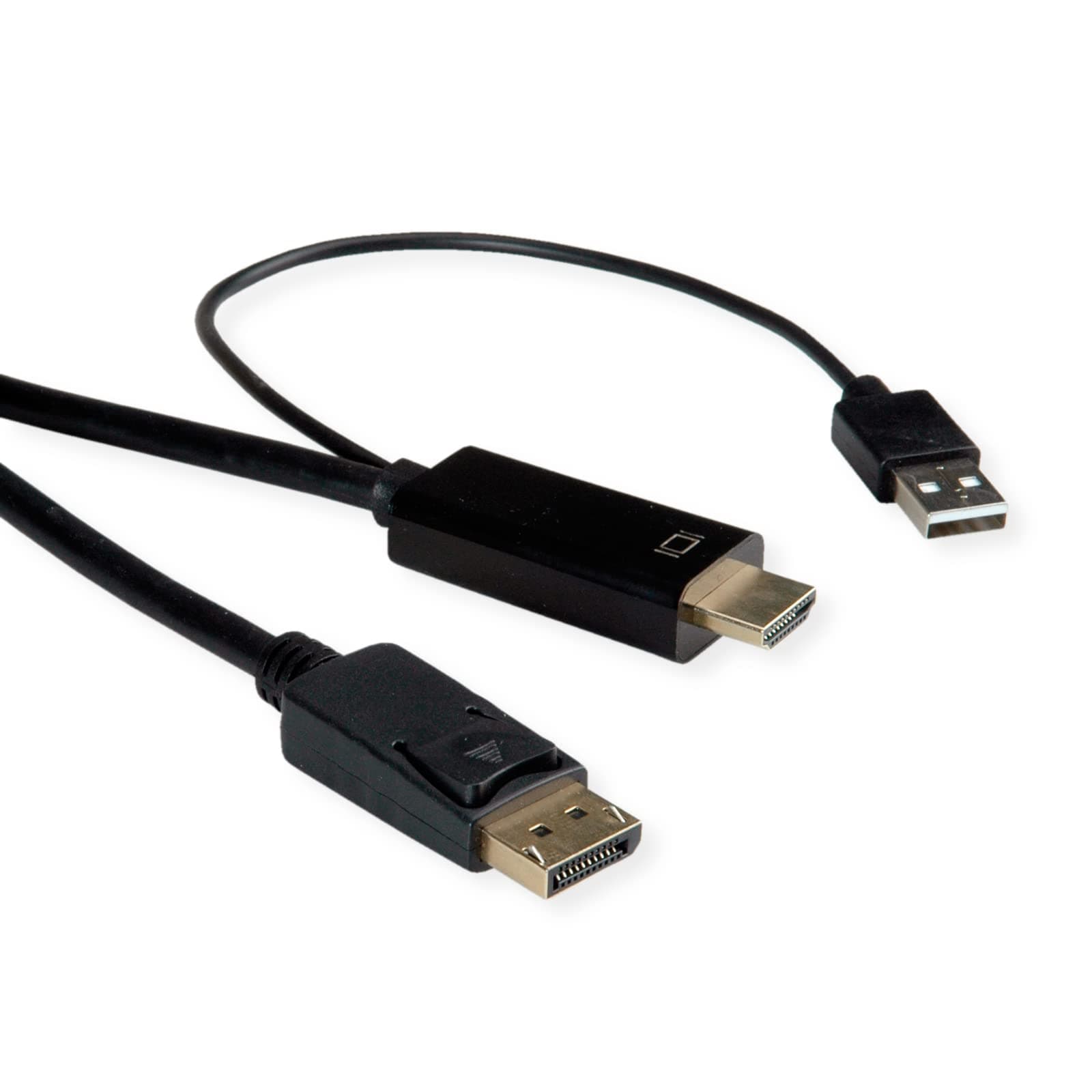 Кабел Roline 11.04.5992, HDMI/USB-A(м) към DisplayPort(м), 2m, черен, 3840x2160@60Hz