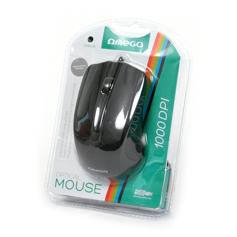 Omega OM-05 3D Optical 1000 DPI USB Mouse - USB оптична мишка за PC и Mac (черен)