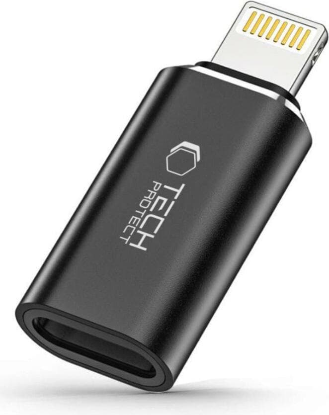 Адаптер от Lightning мъжко към USB-C женско за Apple устройства с Lightning порт - Tech-Protect Ultraboost Lightning to USB-C Adapter (черен)