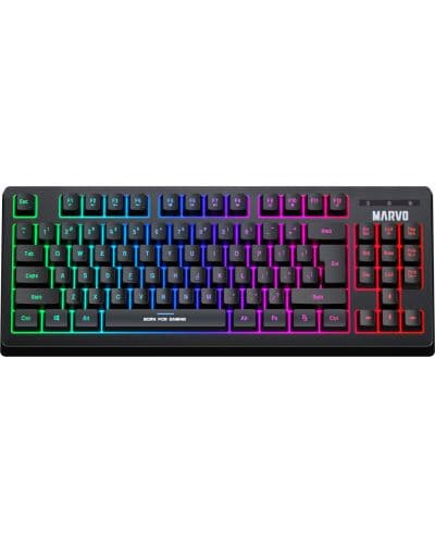Компактна геймърска клавиатура с подсветка (за PC) - Marvo K607 TKL Backlight Membrane Gaming Keyboard (черен)