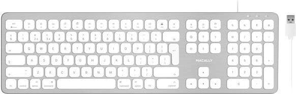 Жична клавиатура за Mac с 2 USB порта (бял) - Macally Ultra Slim USB keyboard with 2 USB Ports