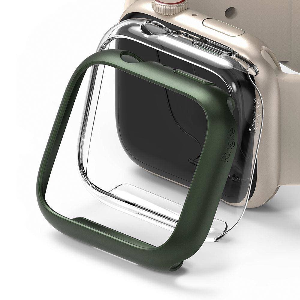 Комплект от два броя качествен твърд кейс за Apple Watch 7 45мм (прозрачен и зелен) - Ringke 2x Slim Watch Case (2 броя)