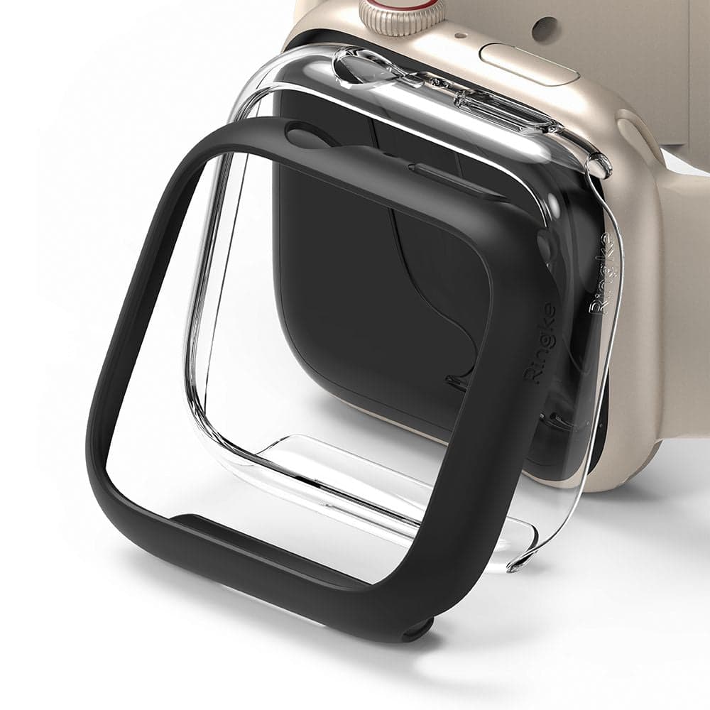 Комплект от два броя качествен твърд кейс за Apple Watch 7 41мм (прозрачен и черен) - Ringke 2x Slim Watch Case (2 броя)