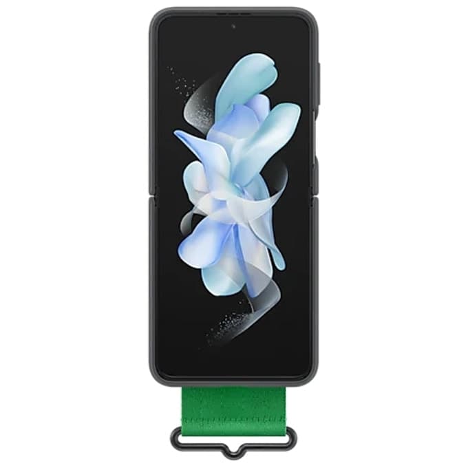 Калъф за Samsung Galaxy Z Flip4, Silicone Cover with Strap (EF-GF721TBEGWW), силиконов, с връзка, черен