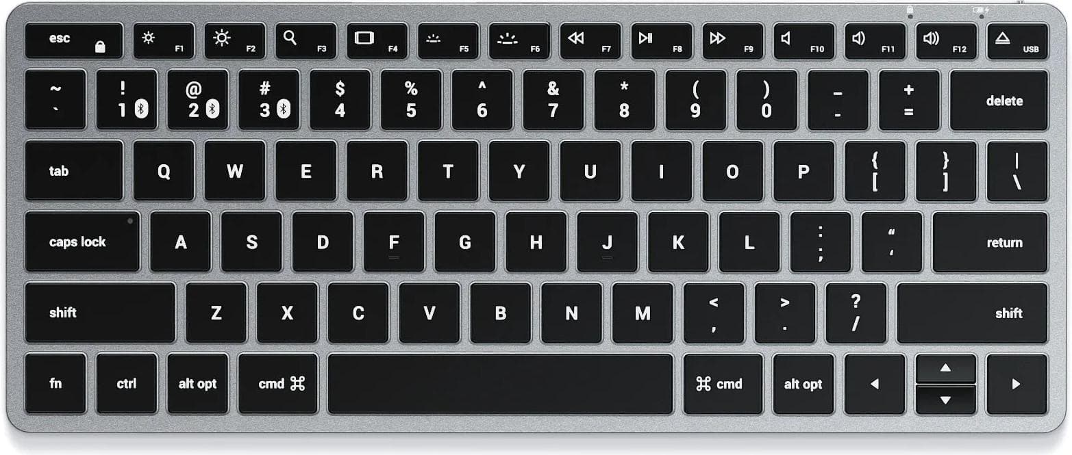 Качествена алуминиева безжична блутут клавиатура за Mac (тъмносив) - Satechi Slim X1 Bluetooth Backlit Keyboard
