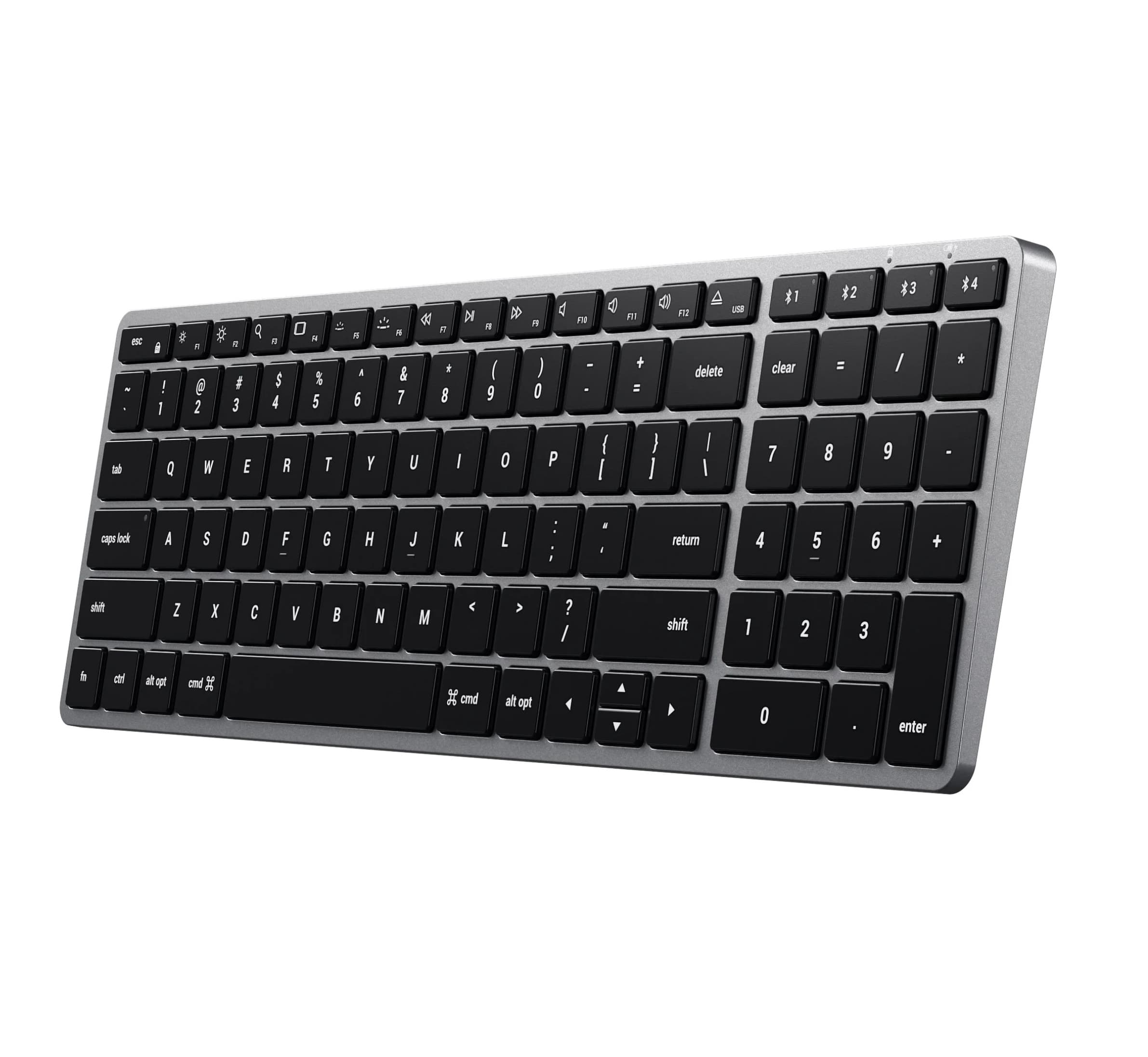 Качествена алуминиева безжична клавиатура за Mac (тъмносив) - Satechi Slim X2 Bluetooth Backlit Keyboard