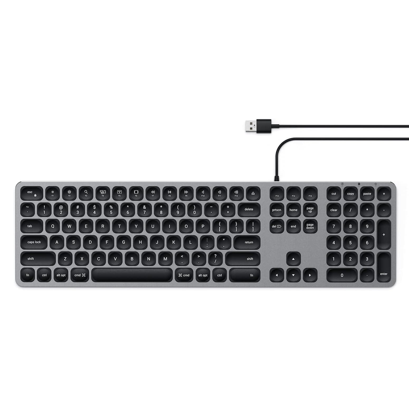 Качествена алуминиева жична клавиатура за Mac - Satechi Wired Aluminum Keyboard with Numeric Keypad (тъмносив)