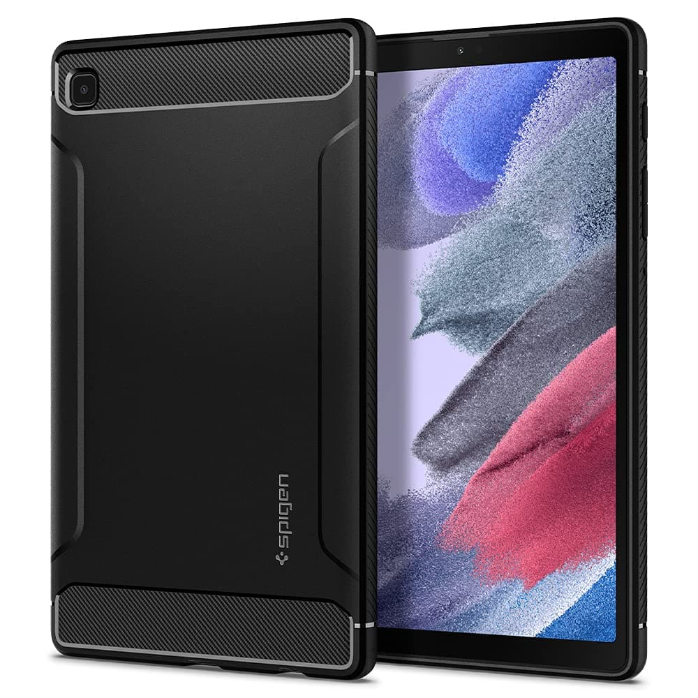 Удароустойчив силиконов (TPU) калъф за Samsung Galaxy Tab A7 Lite 8.7 (2021) - Spigen Rugged Armor Case (черен)