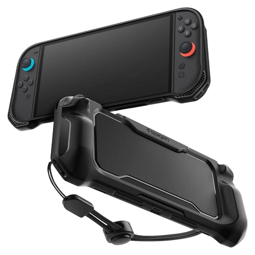 Тънък качествен силиконов (TPU) калъф за Nintendo Switch 2 - Spigen Rugged Armor Case (черен)