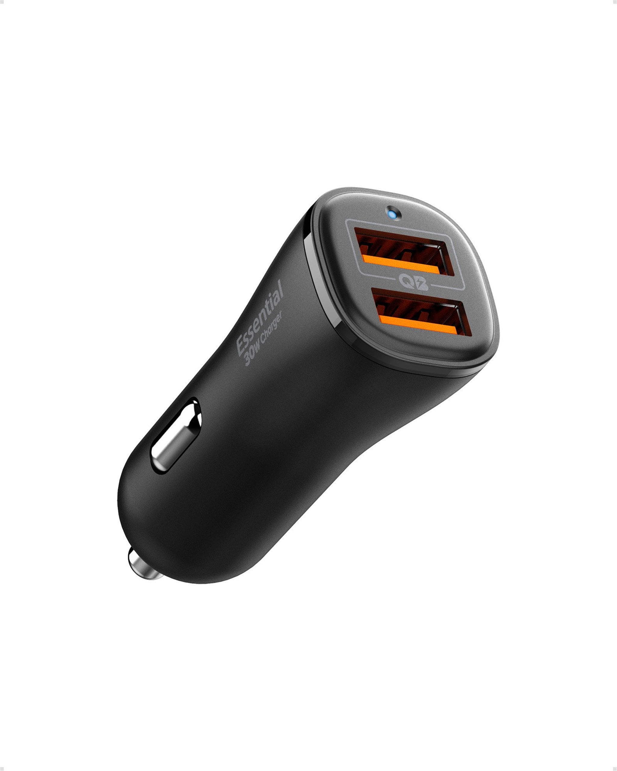 Зарядно за кола с технология за бързо зареждане с два USB-А изхода - Spigen PowerArc Essential Car Charger 30W (черен)