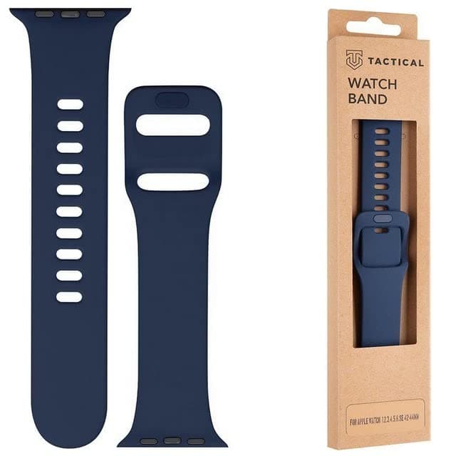 Силиконова каишка за Apple Watch 42мм, 44мм, 45мм, 46мм, Ultra, Ultra 2 49мм - Tactical 795 Silicone Sport Band with Buckle (тъмносин)