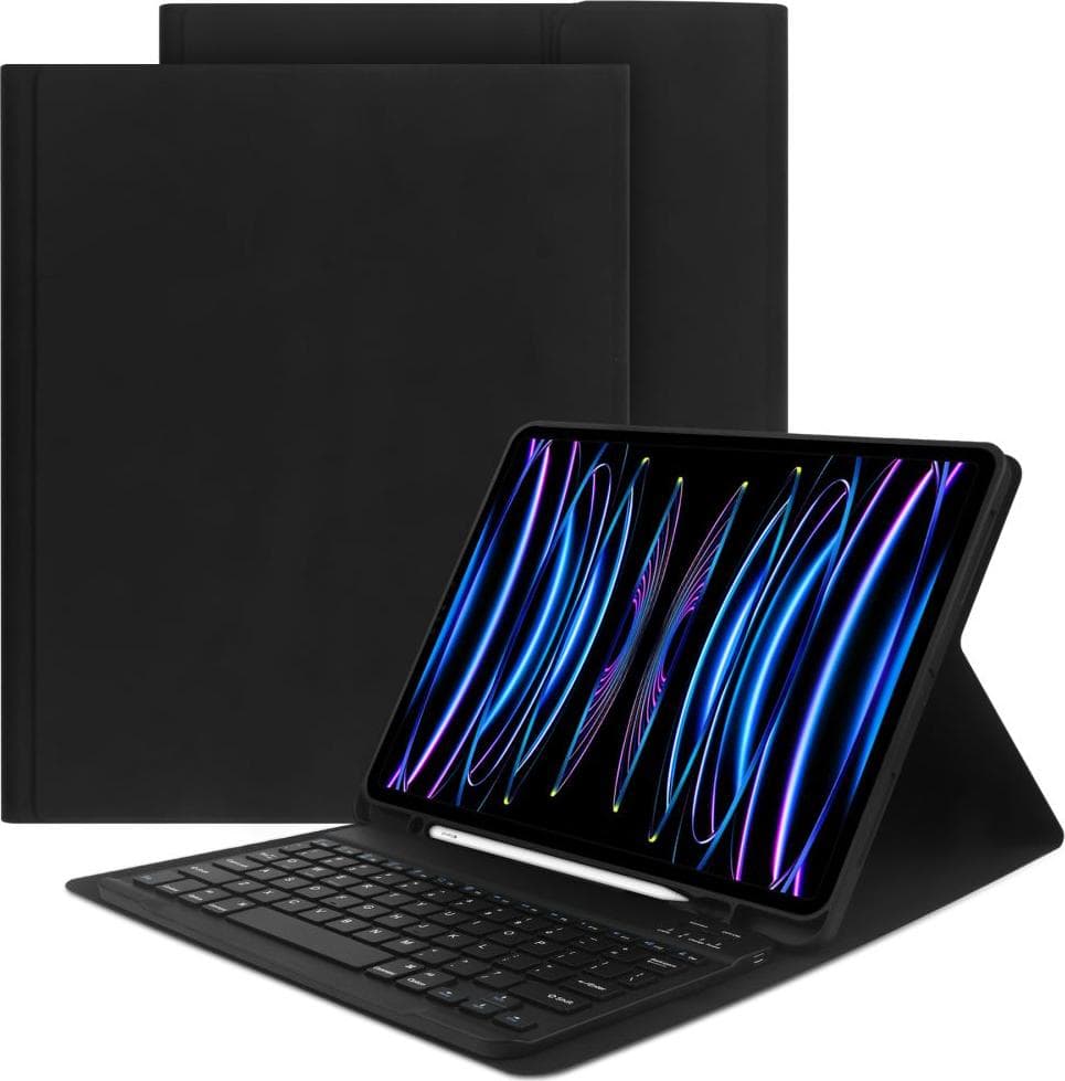 Кожен калъф и безжична блутут клавиатура за iPad Pro 12.9 M2 (2022), iPad Pro 12.9 M1 (2021), iPad Pro 12.9 (2020) - Tech-Protect SC Pen Case and Bluetooth Keyboard (черен)