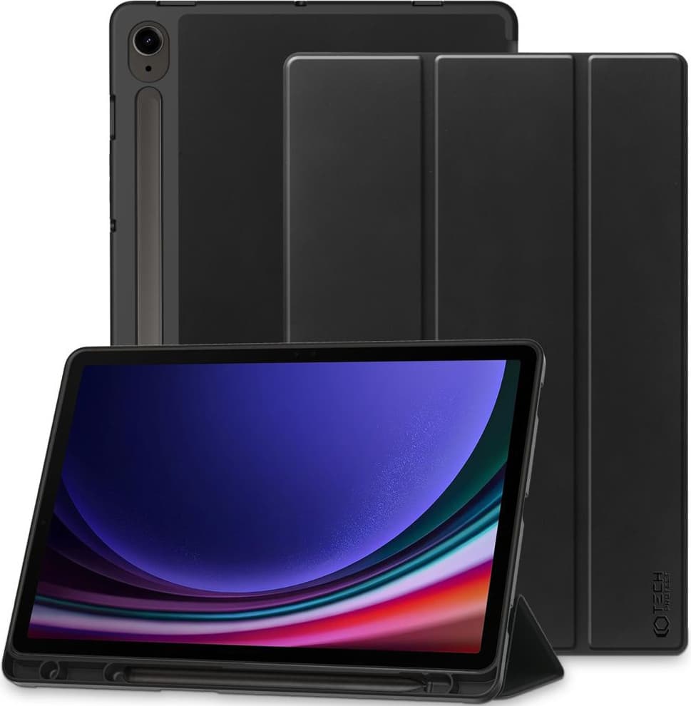 Кожен калъф за Samsung Galaxy Tab S9 FE - Tech-Protect SmartCase Pen (черен)