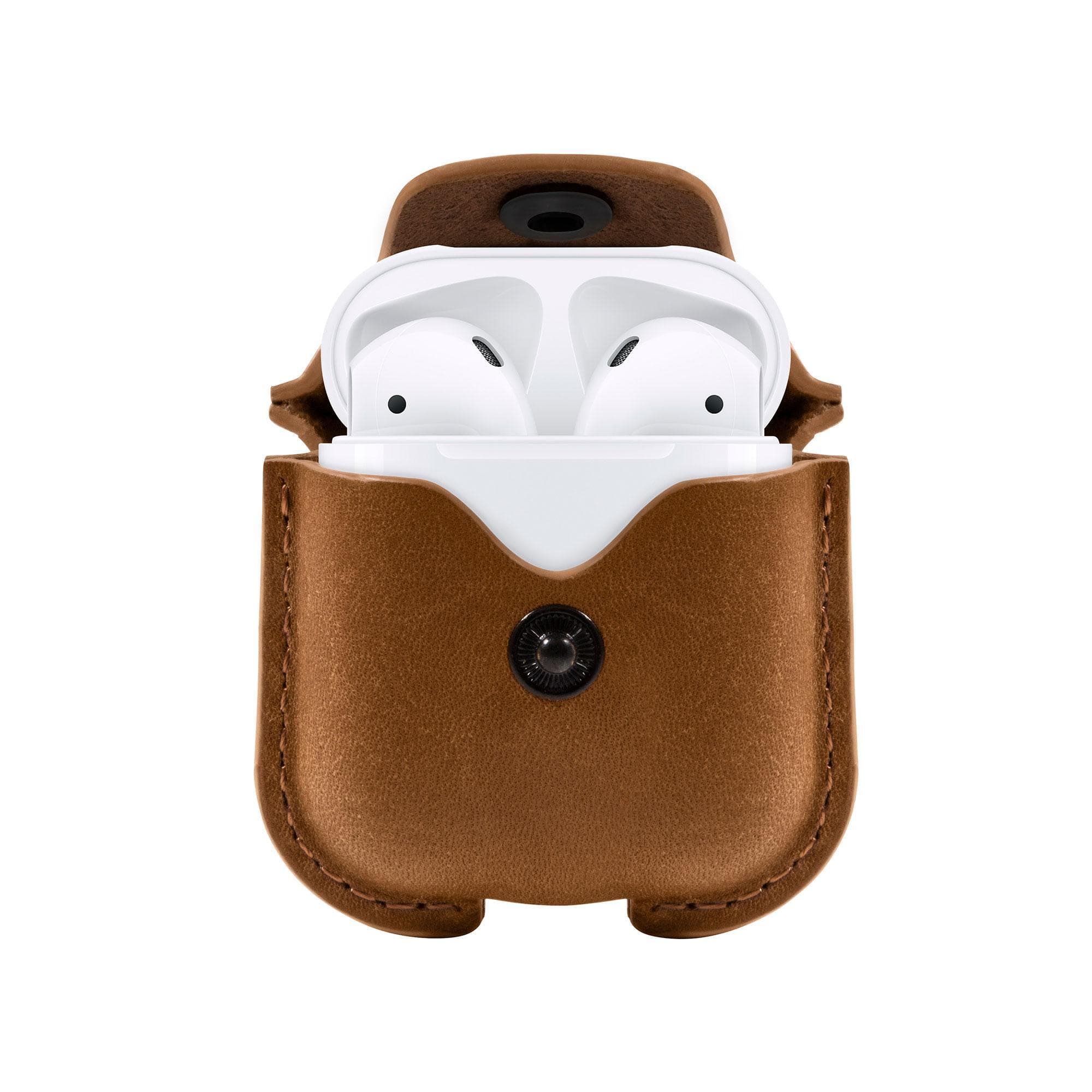 Кожен калъф (ествествена кожа) за Apple AirPods и Apple AirPods 2 - TwelveSouth AirSnap Leather Case (кафяв)