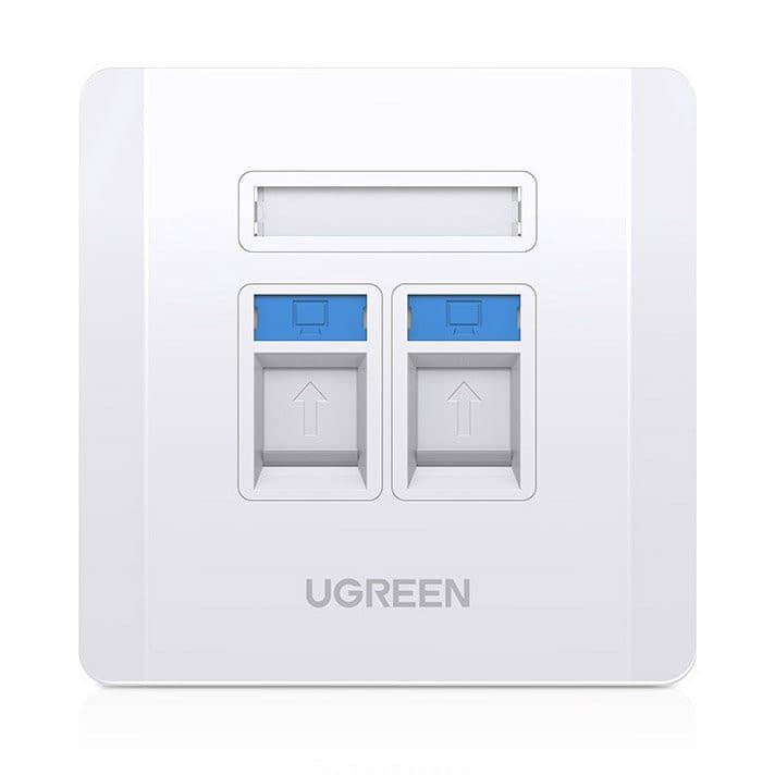 Двойна стенна розетка за интернет връзка - Ugreen Dual Wall Socket Internet LAN Telephone RJ45 and RJ11 (бял)