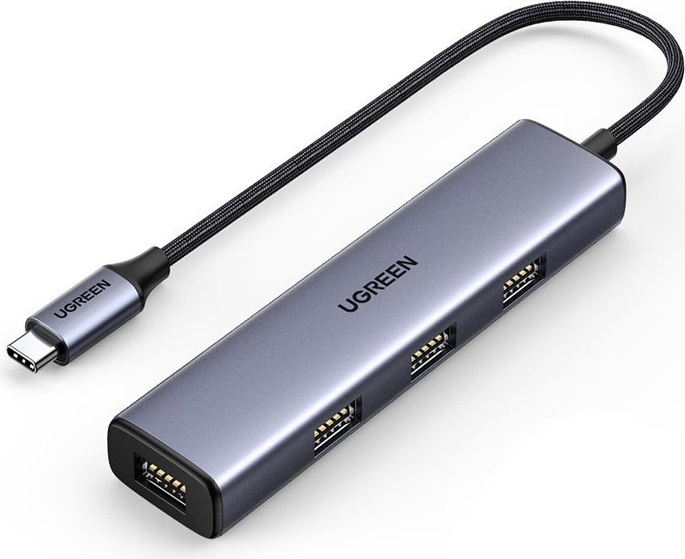 4-портов USB-C хъб за компютри и лаптопи - Ugreen USB-C 4-port USB 3.0 (тъмносив)